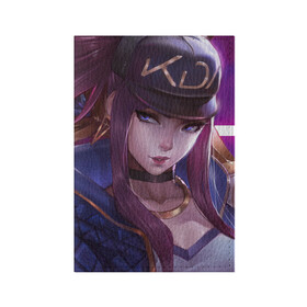 Обложка для паспорта матовая кожа с принтом Акали KDA в городе Новоалтайск, натуральная матовая кожа | размер 19,3 х 13,7 см; прозрачные пластиковые крепления | Тематика изображения на принте: kda | league of legends | акали | персонаж | рисунок