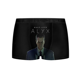 Мужские трусы 3D с принтом Half-Life Alyx в городе Новоалтайск, 50% хлопок, 50% полиэстер | классическая посадка, на поясе мягкая тканевая резинка | Тематика изображения на принте: alyx | g man | gordon freeman | half life | valve | vr | аликс | валв | гордон фриман | джи мэн | халф лаййф