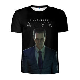 Мужская футболка 3D спортивная с принтом Half-Life Alyx в городе Новоалтайск, 100% полиэстер с улучшенными характеристиками | приталенный силуэт, круглая горловина, широкие плечи, сужается к линии бедра | Тематика изображения на принте: alyx | g man | gordon freeman | half life | valve | vr | аликс | валв | гордон фриман | джи мэн | халф лаййф