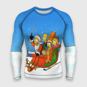 Мужской рашгард 3D с принтом Simpsons New Year в городе Новоалтайск,  |  | bart | christmas | family | homer | lisa | maggie | marge | new | santa | simpson | simpsons | snow | thesimpsons | xmas | year | барт | гомер | лиза | мардж | мегги | санта | семья | симпсоны