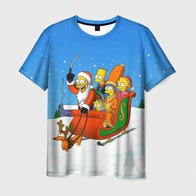 Мужская футболка 3D с принтом Simpsons New Year в городе Новоалтайск, 100% полиэфир | прямой крой, круглый вырез горловины, длина до линии бедер | bart | christmas | family | homer | lisa | maggie | marge | new | santa | simpson | simpsons | snow | thesimpsons | xmas | year | барт | гомер | лиза | мардж | мегги | санта | семья | симпсоны