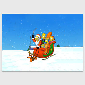Поздравительная открытка с принтом Simpsons New Year в городе Новоалтайск, 100% бумага | плотность бумаги 280 г/м2, матовая, на обратной стороне линовка и место для марки
 | Тематика изображения на принте: bart | christmas | family | homer | lisa | maggie | marge | new | santa | simpson | simpsons | snow | thesimpsons | xmas | year | барт | гомер | лиза | мардж | мегги | санта | семья | симпсоны