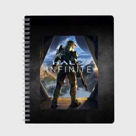 Тетрадь с принтом Halo infinite в городе Новоалтайск, 100% бумага | 48 листов, плотность листов — 60 г/м2, плотность картонной обложки — 250 г/м2. Листы скреплены сбоку удобной пружинной спиралью. Уголки страниц и обложки скругленные. Цвет линий — светло-серый
 | halo | halo 5 | halo 6 | halo infinite | xbox | xbox scarlett | игры | игры 2020 | иксбокс | иксбокс скарлетт | хало | хало 6 | хало инфинит