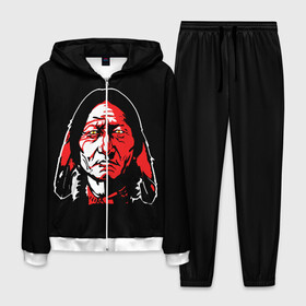 Мужской костюм 3D с принтом Cherokee в городе Новоалтайск, 100% полиэстер | Манжеты и пояс оформлены тканевой резинкой, двухслойный капюшон со шнурком для регулировки, карманы спереди | cherokee | indian | indians face | индеец | лицо индейца