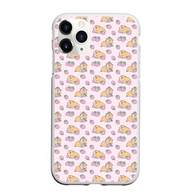 Чехол для iPhone 11 Pro матовый с принтом Морские свинки с клубникой в городе Новоалтайск, Силикон |  | animal | cavy | guinea | guiney | kawaii | lovely | pet | pig | pink | plant | porpoise | strawberry | sweet | животное | кавай | клубника | морская | растение | свинка