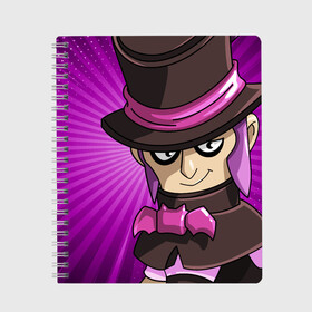 Тетрадь с принтом BRAWL STARS MORTIS в городе Новоалтайск, 100% бумага | 48 листов, плотность листов — 60 г/м2, плотность картонной обложки — 250 г/м2. Листы скреплены сбоку удобной пружинной спиралью. Уголки страниц и обложки скругленные. Цвет линий — светло-серый
 | Тематика изображения на принте: brawl stars | brawl stars mortis | brawler | mortis | бравл старз | бравлер | мортис