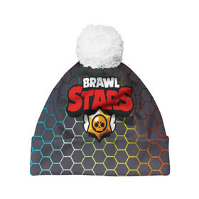Шапка 3D c помпоном с принтом Brawl Stars Hexagon в городе Новоалтайск, 100% полиэстер | универсальный размер, печать по всей поверхности изделия | brawl | brawl st | brawl stars | colt | game | hexagon | logo | mobo | pattern | poco | shelly | stars | бравл | игра | игры | кольт | лого | мобильные игры | патерн | паттерн | поко | соты | старс | шелли