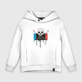 Детское худи Oversize хлопок с принтом Game Over в городе Новоалтайск, френч-терри — 70% хлопок, 30% полиэстер. Мягкий теплый начес внутри —100% хлопок | боковые карманы, эластичные манжеты и нижняя кромка, капюшон на магнитной кнопке | console | game | game over | nintendo | skull | switch | глюк | игра | консоль | кости | нинтендо | свитч | череп