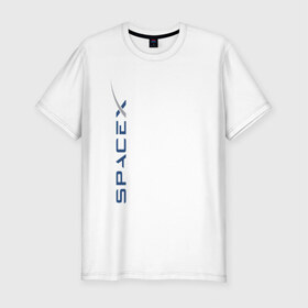 Мужская футболка хлопок Slim с принтом SPACEX - ИЛОН МАСК. в городе Новоалтайск, 92% хлопок, 8% лайкра | приталенный силуэт, круглый вырез ворота, длина до линии бедра, короткий рукав | elon musk | spacex | американский предприниматель | изобретатель | илон маск | инвестор | инженер