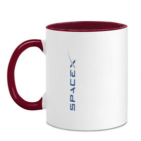 Кружка двухцветная с принтом SPACEX - ИЛОН МАСК. в городе Новоалтайск, керамика | объем — 330 мл, диаметр — 80 мм. Цветная ручка и кайма сверху, в некоторых цветах — вся внутренняя часть | elon musk | spacex | американский предприниматель | изобретатель | илон маск | инвестор | инженер