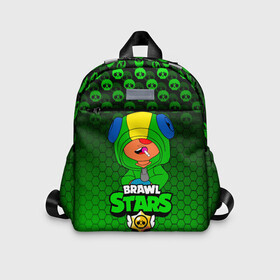 Детский рюкзак 3D с принтом BRAWL STARS   LEON. в городе Новоалтайск, 100% полиэстер | лямки с регулируемой длиной, сверху петелька, чтобы рюкзак можно было повесить на вешалку. Основное отделение закрывается на молнию, как и внешний карман. Внутри дополнительный карман. По бокам два дополнительных кармашка | brawl stars | leon | moba | бравл старс | жанр | игра | леон | лого | логотип | надпись