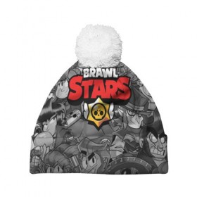 Шапка 3D c помпоном с принтом BRAWL STARS в городе Новоалтайск, 100% полиэстер | универсальный размер, печать по всей поверхности изделия | brawl stars | brawl stars все персонажи | bull | colt | crow | leon | leon shark | shark | stars | акула | берли | ворон | динамайк | кольт | леон | леон акула | нита | спайк | шелли | эль примо