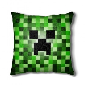 Подушка 3D с принтом MINECRAFT в городе Новоалтайск, наволочка – 100% полиэстер, наполнитель – холлофайбер (легкий наполнитель, не вызывает аллергию). | состоит из подушки и наволочки. Наволочка на молнии, легко снимается для стирки | game | minecraft | блоки | игра | квадраты | компьютерная игра | крипер | майнкрафт