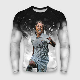 Мужской рашгард 3D с принтом Модрич в городе Новоалтайск,  |  | champions | football | luka modrich | madrid | modrich | real | real madrid | soccer | spain | uefa | ла лига | лука | лука модрич | мадрид | модрич | реал | реал мадрид | футбол | хорватия