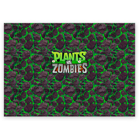 Поздравительная открытка с принтом Plants vs. Zombies в городе Новоалтайск, 100% бумага | плотность бумаги 280 г/м2, матовая, на обратной стороне линовка и место для марки
 | Тематика изображения на принте: battle | game | plants vs zombies | plants vs zombies battle for neighborville | zombie | битва | битва за нейборвиль | зомби | игра | надпись | растения | растения против зомби