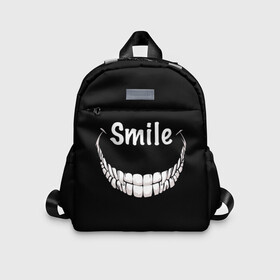 Детский рюкзак 3D с принтом Smile в городе Новоалтайск, 100% полиэстер | лямки с регулируемой длиной, сверху петелька, чтобы рюкзак можно было повесить на вешалку. Основное отделение закрывается на молнию, как и внешний карман. Внутри дополнительный карман. По бокам два дополнительных кармашка | smile | words | зубы | надпись | улыбка