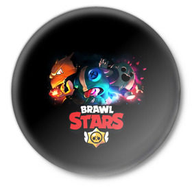 Значок с принтом Brawl Stars в городе Новоалтайск,  металл | круглая форма, металлическая застежка в виде булавки | Тематика изображения на принте: bo | brawl | brock | bull | colt | dynamike | elprimo | jessie | leon | moba | nita | shelly | stars | бо | брок | булл | джесси | динамайк | кольт | леон | нита | шелли | эльпримо