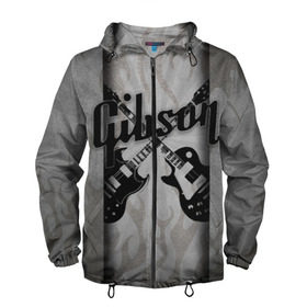 Мужская ветровка 3D с принтом Gibson в городе Новоалтайск, 100% полиэстер | подол и капюшон оформлены резинкой с фиксаторами, два кармана без застежек по бокам, один потайной карман на груди | custom guitar | gibson | gibson usa | grover | guitar | hard rock | les paul | lespol | metal | punk | rock | sg | sg300 | sg400 | гибсон | гитара | гитары | лес пол | леспаул | леспол | панк | рок | хард рок | хардрок