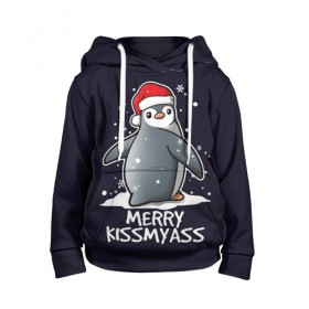 Детская толстовка 3D с принтом Santa penguin в городе Новоалтайск, 100% полиэстер | двухслойный капюшон со шнурком для регулировки, мягкие манжеты на рукавах и по низу толстовки, спереди карман-кенгуру с мягким внутренним слоем | christmas | claus | jingle | merry | santa | елка | игрушки | клаус | клюв | колокольчик | новый год | олени | пингвин | подарок | праздник | рождество | санта | снег | снежинки | шапка