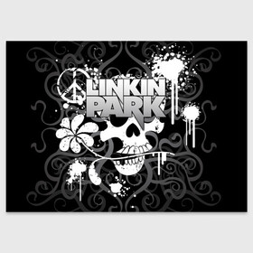 Поздравительная открытка с принтом Linkin Park в городе Новоалтайск, 100% бумага | плотность бумаги 280 г/м2, матовая, на обратной стороне линовка и место для марки
 | brad delson | chester bennington | linkin park | американская | группа | линкин | майк шинода | метал | музыка | парк | поп | рок | рэп | феникс фаррелл | честер беннингтон | электроник