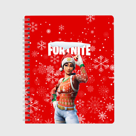 Тетрадь с принтом FORTNITE НОВОГОДНИЙ в городе Новоалтайск, 100% бумага | 48 листов, плотность листов — 60 г/м2, плотность картонной обложки — 250 г/м2. Листы скреплены сбоку удобной пружинной спиралью. Уголки страниц и обложки скругленные. Цвет линий — светло-серый
 | 2020 | christmas | fortnite | snow | winter | winter is coming | зима близко | игра | новогодний | новый год | новый год 2020 | персонаж | снег | снежинки | фортнайт | фортнайт новогодний