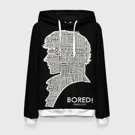 Женская толстовка 3D с принтом Bored sherlock в городе Новоалтайск, 100% полиэстер  | двухслойный капюшон со шнурком для регулировки, мягкие манжеты на рукавах и по низу толстовки, спереди карман-кенгуру с мягким внутренним слоем. | 221b | bbc | benedict cumberbatch | john watson | mark gatiss | martin freeman | sherlock holmes | steven moffat | бейкер | джон ватсон | мориарти | стрит | шерлок
