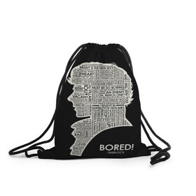 Рюкзак-мешок 3D с принтом Bored sherlock в городе Новоалтайск, 100% полиэстер | плотность ткани — 200 г/м2, размер — 35 х 45 см; лямки — толстые шнурки, застежка на шнуровке, без карманов и подкладки | 221b | bbc | benedict cumberbatch | john watson | mark gatiss | martin freeman | sherlock holmes | steven moffat | бейкер | джон ватсон | мориарти | стрит | шерлок