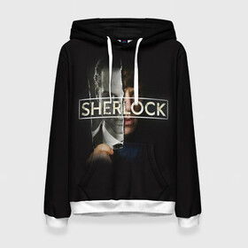 Женская толстовка 3D с принтом Sherlock в городе Новоалтайск, 100% полиэстер  | двухслойный капюшон со шнурком для регулировки, мягкие манжеты на рукавах и по низу толстовки, спереди карман-кенгуру с мягким внутренним слоем. | 221b | bbc | benedict cumberbatch | john watson | mark gatiss | martin freeman | sherlock holmes | steven moffat | бейкер | джон ватсон | мориарти | стрит | шерлок