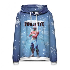 Мужская толстовка 3D с принтом FORTNITE НОВОГОДНИЙ. в городе Новоалтайск, 100% полиэстер | двухслойный капюшон со шнурком для регулировки, мягкие манжеты на рукавах и по низу толстовки, спереди карман-кенгуру с мягким внутренним слоем. | Тематика изображения на принте: 
