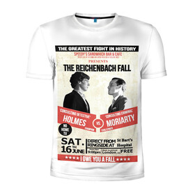 Мужская футболка 3D спортивная с принтом The reichenbach fall в городе Новоалтайск, 100% полиэстер с улучшенными характеристиками | приталенный силуэт, круглая горловина, широкие плечи, сужается к линии бедра | 221b | bbc | benedict cumberbatch | john watson | mark gatiss | martin freeman | sherlock holmes | steven moffat | бейкер | джон ватсон | мориарти | стрит | шерлок