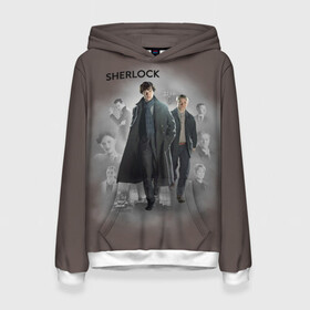 Женская толстовка 3D с принтом SHERLOCK | ШЕРЛОК в городе Новоалтайск, 100% полиэстер  | двухслойный капюшон со шнурком для регулировки, мягкие манжеты на рукавах и по низу толстовки, спереди карман-кенгуру с мягким внутренним слоем. | 221b | bbc | benedict cumberbatch | john watson | mark gatiss | martin freeman | sherlock holmes | steven moffat | бейкер | джон ватсон | мориарти | стрит | шерлок