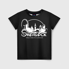 Детская футболка 3D с принтом Sherlock в городе Новоалтайск, 100% гипоаллергенный полиэфир | прямой крой, круглый вырез горловины, длина до линии бедер, чуть спущенное плечо, ткань немного тянется | 221b | bbc | benedict cumberbatch | john watson | mark gatiss | martin freeman | sherlock holmes | steven moffat | бейкер | джон ватсон | мориарти | стрит | шерлок