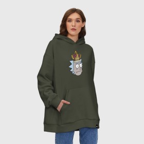 Худи SuperOversize хлопок с принтом KING OF S#!T в городе Новоалтайск, 70% хлопок, 30% полиэстер, мягкий начес внутри | карман-кенгуру, эластичная резинка на манжетах и по нижней кромке, двухслойный капюшон
 | 4сезон | rick and morty | мультсериал | рик и морти