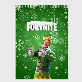 Скетчбук с принтом FORTNITE НОВОГОДНИЙ в городе Новоалтайск, 100% бумага
 | 48 листов, плотность листов — 100 г/м2, плотность картонной обложки — 250 г/м2. Листы скреплены сверху удобной пружинной спиралью | Тематика изображения на принте: 2020 | christmas | fortnite | snow | winter | winter is coming | зима близко | игра | новогодний | новый год | новый год 2020 | персонаж | снег | снежинки | фортнайт | фортнайт новогодний