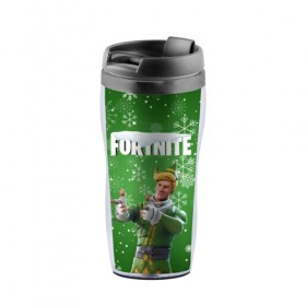 Термокружка-непроливайка с принтом FORTNITE НОВОГОДНИЙ. в городе Новоалтайск, внутренняя часть — пищевой пластик, наружная часть — прозрачный пластик, между ними — полиграфическая вставка с рисунком | объем — 350 мл, герметичная крышка | 2020 | christmas | fortnite | snow | winter | winter is coming | зима близко | игра | новогодний | новый год | новый год 2020 | персонаж | снег | снежинки | фортнайт | фортнайт новогодний