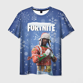 Мужская футболка 3D с принтом FORTNITE НОВОГОДНИЙ. в городе Новоалтайск, 100% полиэфир | прямой крой, круглый вырез горловины, длина до линии бедер | 