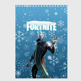 Скетчбук с принтом FORTNITE НОВОГОДНИЙ в городе Новоалтайск, 100% бумага
 | 48 листов, плотность листов — 100 г/м2, плотность картонной обложки — 250 г/м2. Листы скреплены сверху удобной пружинной спиралью | Тематика изображения на принте: 2020 | christmas | fortnite | snow | winter | winter is coming | зима близко | игра | новогодний | новый год | новый год 2020 | персонаж | снег | снежинки | фортнайт | фортнайт новогодний