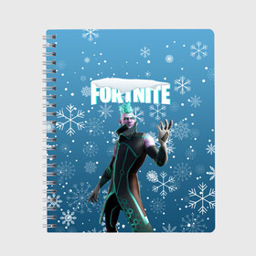Тетрадь с принтом FORTNITE НОВОГОДНИЙ в городе Новоалтайск, 100% бумага | 48 листов, плотность листов — 60 г/м2, плотность картонной обложки — 250 г/м2. Листы скреплены сбоку удобной пружинной спиралью. Уголки страниц и обложки скругленные. Цвет линий — светло-серый
 | 2020 | christmas | fortnite | snow | winter | winter is coming | зима близко | игра | новогодний | новый год | новый год 2020 | персонаж | снег | снежинки | фортнайт | фортнайт новогодний