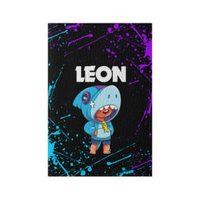 Обложка для паспорта матовая кожа с принтом BRAWL STARS LEON SHARK в городе Новоалтайск, натуральная матовая кожа | размер 19,3 х 13,7 см; прозрачные пластиковые крепления | brawl stars | bull | colt | crow | leon | leon shark | shark | stars | акула | берли | ворон | динамайк | кольт | леон | леон акула | нита | спайк | шелли | эль примо