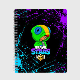 Тетрадь с принтом BRAWL STARS LEON SHARK в городе Новоалтайск, 100% бумага | 48 листов, плотность листов — 60 г/м2, плотность картонной обложки — 250 г/м2. Листы скреплены сбоку удобной пружинной спиралью. Уголки страниц и обложки скругленные. Цвет линий — светло-серый
 | brawl stars | bull | colt | crow | leon | leon shark | shark | stars | акула | берли | ворон | динамайк | кольт | леон | леон акула | нита | спайк | шелли | эль примо