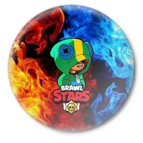 Значок с принтом Brawl Stars LEON в городе Новоалтайск,  металл | круглая форма, металлическая застежка в виде булавки | 8 bit | 8 бит | brawl | brawl stars | crow | leon | stars | бравл | бравл старс | браво старс | игра | компьютерная | кров | леон | огонь | онлайн | пламя | старс