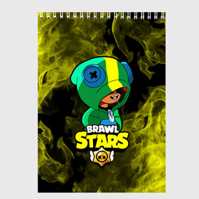Скетчбук с принтом Brawl Stars LEON в городе Новоалтайск, 100% бумага
 | 48 листов, плотность листов — 100 г/м2, плотность картонной обложки — 250 г/м2. Листы скреплены сверху удобной пружинной спиралью | 8 bit | 8 бит | brawl | brawl stars | crow | leon | stars | бравл | бравл старс | браво старс | игра | компьютерная | кров | леон | огонь | онлайн | пламя | старс