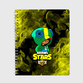 Тетрадь с принтом Brawl Stars LEON в городе Новоалтайск, 100% бумага | 48 листов, плотность листов — 60 г/м2, плотность картонной обложки — 250 г/м2. Листы скреплены сбоку удобной пружинной спиралью. Уголки страниц и обложки скругленные. Цвет линий — светло-серый
 | 8 bit | 8 бит | brawl | brawl stars | crow | leon | stars | бравл | бравл старс | браво старс | игра | компьютерная | кров | леон | огонь | онлайн | пламя | старс