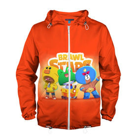 Мужская ветровка 3D с принтом Brawl Stars в городе Новоалтайск, 100% полиэстер | подол и капюшон оформлены резинкой с фиксаторами, два кармана без застежек по бокам, один потайной карман на груди | bo | brawl | brock | bull | colt | dynamike | elprimo | jessie | leon | moba | nita | shelly | stars | бо | брок | булл | джесси | динамайк | кольт | леон | нита | шелли | эльпримо