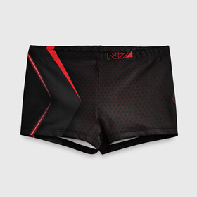 Детские купальные плавки 3D с принтом Mass Effect N7 в городе Новоалтайск, Полиэстер 85%, Спандекс 15% | Слитный крой, подклад по переду изделия, узкие бретели | Тематика изображения на принте: andromeda | bioware | n7 | shepard | shooter | геты | жнецы | инженер | масс эффект | разведчик | солдат | страж | цербер | штурмовик | шутер