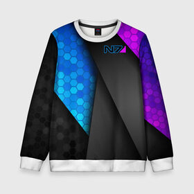 Детский свитшот 3D с принтом Mass Effect N7 в городе Новоалтайск, 100% полиэстер | свободная посадка, прямой крой, мягкая тканевая резинка на рукавах и понизу свитшота | Тематика изображения на принте: andromeda | bioware | n7 | shepard | shooter | геты | жнецы | инженер | масс эффект | разведчик | солдат | страж | цербер | штурмовик | шутер