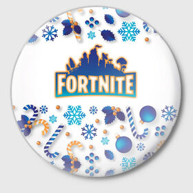 Значок с принтом Fortnite Новогодний в городе Новоалтайск,  металл | круглая форма, металлическая застежка в виде булавки | Тематика изображения на принте: battle | christmas | claus | fortnite | merry | santa | save | season | the | world | битва | борьба | зомби | королевская | олени | рождество | снежинки | стратегия | фортнайт