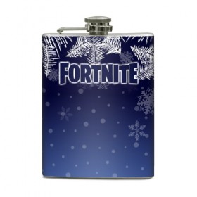 Фляга с принтом Fortnite Новогодний в городе Новоалтайск, металлический корпус | емкость 0,22 л, размер 125 х 94 мм. Виниловая наклейка запечатывается полностью | Тематика изображения на принте: 