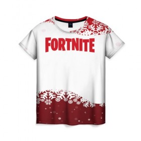 Женская футболка 3D с принтом Fortnite Новогодний в городе Новоалтайск, 100% полиэфир ( синтетическое хлопкоподобное полотно) | прямой крой, круглый вырез горловины, длина до линии бедер | battle | christmas | claus | fortnite | merry | santa | save | season | the | world | битва | борьба | зомби | королевская | олени | рождество | снежинки | стратегия | фортнайт