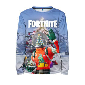 Детский лонгслив 3D с принтом Fortnite Новогодний в городе Новоалтайск, 100% полиэстер | длинные рукава, круглый вырез горловины, полуприлегающий силуэт
 | christmas | epic games | fortnite | игры | новый год | рождество | фортнайт